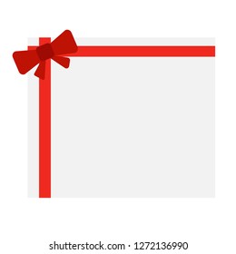 Gift cards with bows. Red christmas bow on gift card vector