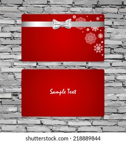 Gift Cards with gift bows and ribbons. Vector illustration.