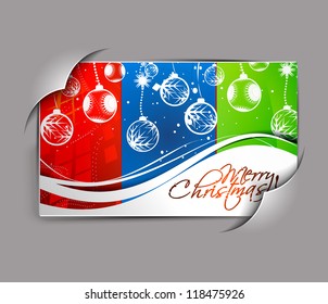 Gift cards with Christmas BALLS, stars and snowflakes, illustration