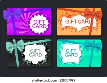 Gift Cards with Color Bow, vector illustration cartoon.