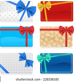 Gift Cards with Color Bow, vector illustration cartoon.