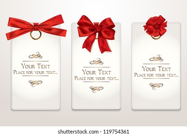 Gift cards with different red bows