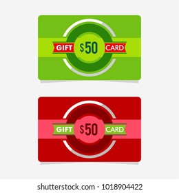 gift cards with green  template in style of material design vector illustration
