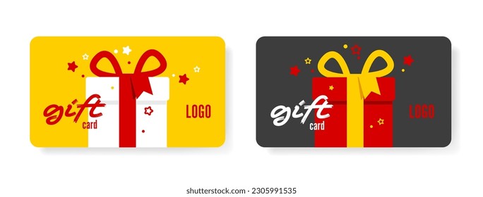 Gift cards, loyalty program, birthday cards. Minimalist modern gifts. Vector illustration