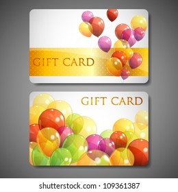 gift cards with multicolored balloons