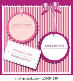 Gift cards on striped  violet background