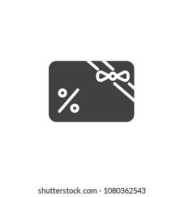 Gift cards with ribbon vector icon. filled flat sign for mobile concept and web design. Discount gift voucher simple solid icon. Symbol, logo illustration. Pixel perfect vector graphics