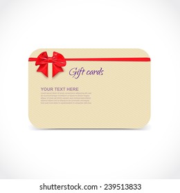 gift cards with ribbons, on a white background