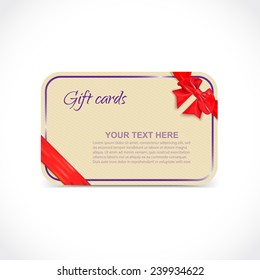 gift cards with ribbons, on a white background