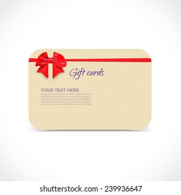 gift cards with ribbons, on a white background