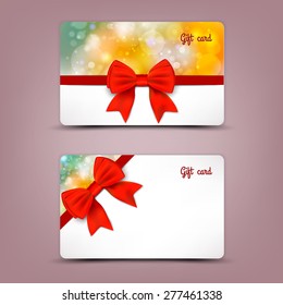Gift cards with ribbons. Vector background