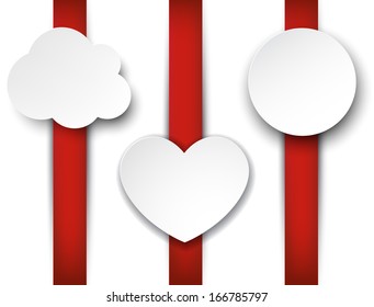 Gift cards with ribbons. Vector illustration. 