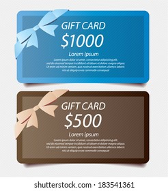 gift cards with ribbons vector template