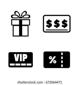 Gift cards. Simple Related Vector Icons Set for Video, Mobile Apps, Web Sites, Print Projects and Your Design. Black Flat Illustration on White Background.