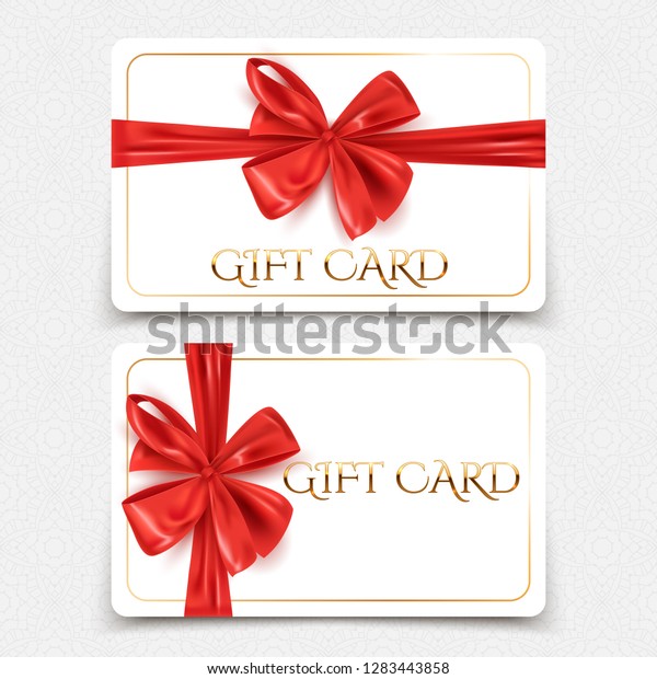 Gift Cards Template Decorative Red Ribbon Stock Vector (Royalty Free ...