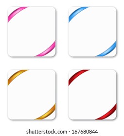 Gift cards tied with colorful ribbons. Vector illustration