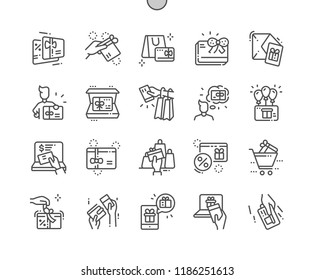 Gift Cards Well-crafted Pixel Perfect Vector Thin Line Icons 30 2x Grid for Web Graphics and Apps. Simple Minimal Pictogram