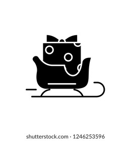 Gift carriage black icon, vector sign on isolated background. Gift carriage concept symbol, illustration 