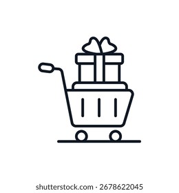 Iconos del Carrito del regalo. Iconos simples del vector con el fondo. Diseño de estilo plano
