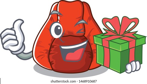 With gift cartoon bean bag chair in yard