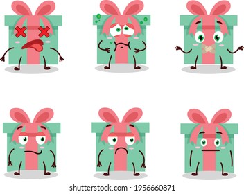 Gift cartoon in character with nope expression