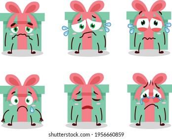 Gift cartoon in character with sad expression