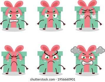 Gift cartoon character with various angry expressions