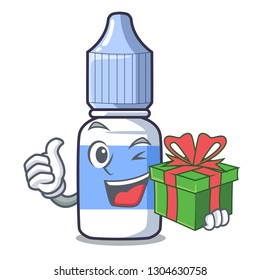 With gift cartoon eye drops on drug rack