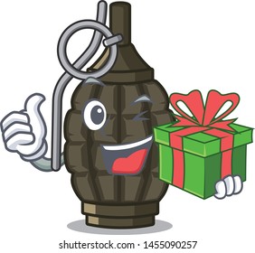 With gift cartoon grenade a in the bag