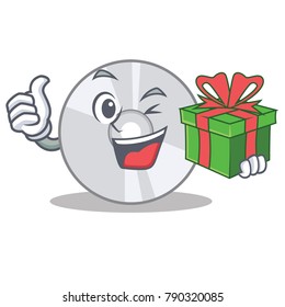 With gift CD mascot cartoon style With gift CD mascot cartoon style