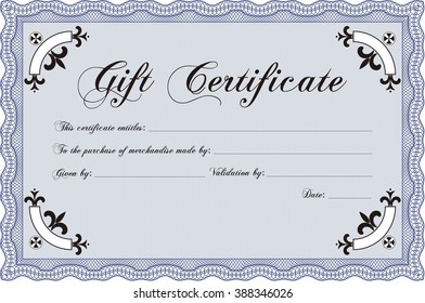 Gift certificate. With background. Cordial design. Detailed. 
