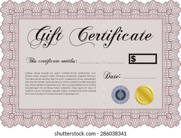 Gift certificate. With background. Sophisticated design. Vector illustration.