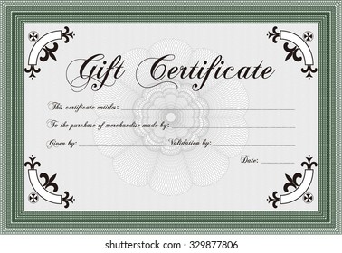 Certificado de regalo. Diseño de belleza. Con un fondo lineal complejo. Detallado.