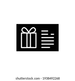 Gift certificate black glyph icon. Isolated vector element. Outline pictogram for web page, mobile app, promo