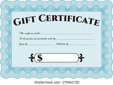 Gift certificate. Border, frame.Sophisticated design. Easy to print. 