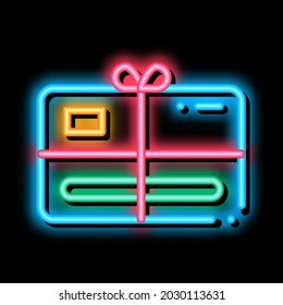 Gift Certificate with Bow neon light sign vector. Glowing bright icon Gift Certificate with Bow sign. transparent symbol illustration