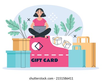 Gift certificate card concept. Vector cartoon design element illustration