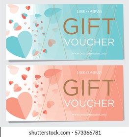 Gift Certificate. Gift card. Gift voucher. Coupon template. Background for the invitation, shop, beauty salon, spa. Valentine's Day background