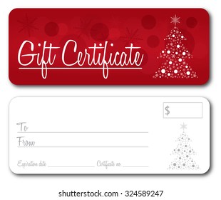 Gift certificate christmas design vector front and back font outline no drop shadow 