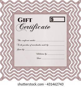 Gift certificate. Cordial design. With background. Detailed. 