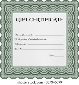 Gift certificate. Cordial design. Easy to print. Detailed. 