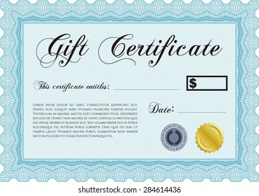 Gift certificate. Customizable, Easy to edit and change colors.Sophisticated design. With guilloche pattern. 