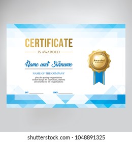 Gift certificate design. Modern geometric background