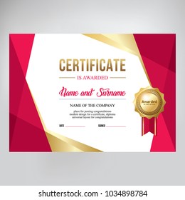 Gift certificate, design.  Red abstract polygonal background for text placement