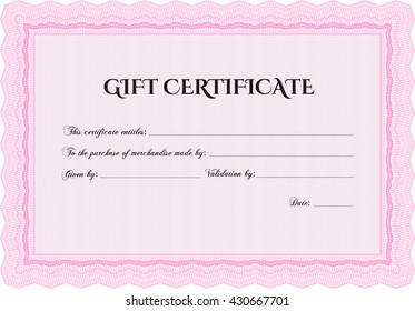 Gift certificate. Detailed. Easy to print. Cordial design. 