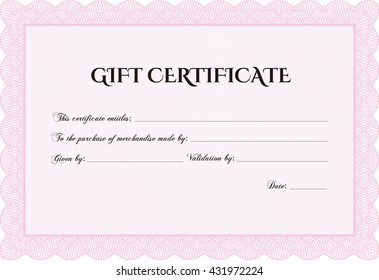 Gift certificate. Detailed. Nice design. Easy to print. 