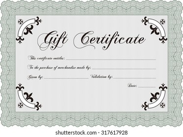 Gift certificate. Detailed.Excellent complex design. With great quality guilloche pattern. 