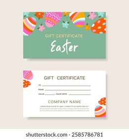 Gift certificate for Easter. Easter certificate template. Vector.