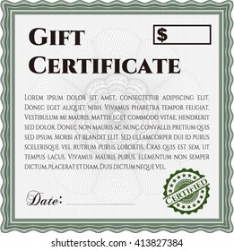 Gift certificate. Easy to print. Cordial design. Detailed. 