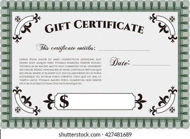 Gift certificate. Easy to print. Cordial design. Detailed. 